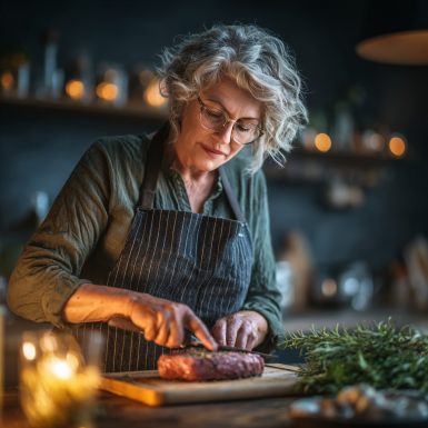 Літня людина з корзиною свіжих овочів та фруктів
